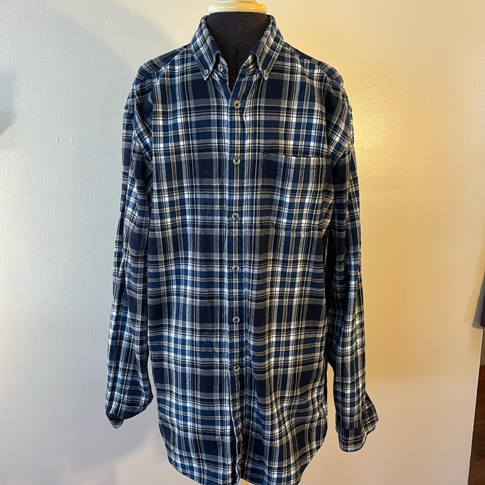 Eddie Bauer Cotton Plaid Flannel Shirt Men’s Med Tall Women’s Shacket L